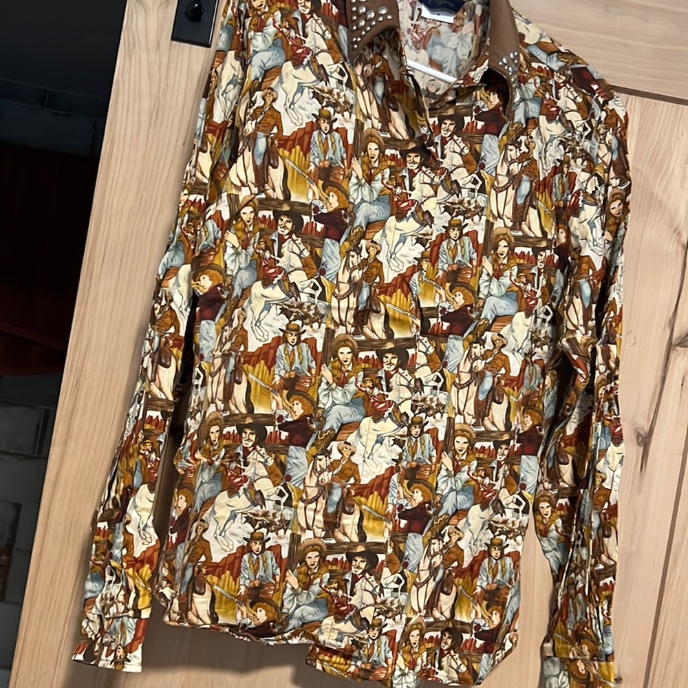 Western horse cowboy shirt, size M